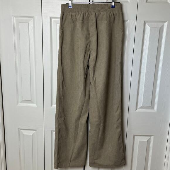 Halara High Waisted Side Pocket Straight Leg Mop Corduroy Pants Tan M - Picture 1 of 12